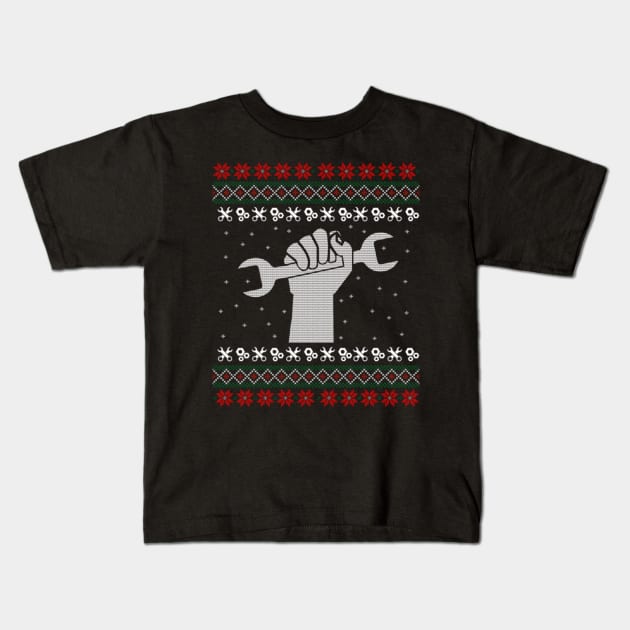 Mechanic Ugly Christmas Sweater Gift Kids T-Shirt by uglygiftideas